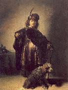 Rembrandt Peale Self portrait in oriental attire with poodle Germany oil painting artist